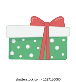 wrapped gift box red ribbon decoration merry christmas vector illustration