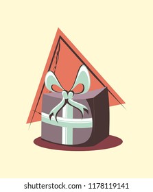 wrapped gift box ribbon bow retro