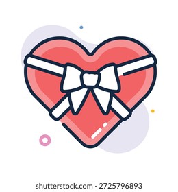 Caja de regalo envuelta con una cinta, icono de contorno plano de caja de regalo en estilo moderno
