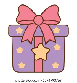 Wrapped gift box with ribbon vector