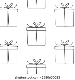 Wrapped gift boxes in a simple repeated pattern for festive design