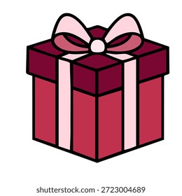 Paquete de regalo envuelto con arco para la celebración de vacaciones y sorpresas de cumpleaños de aniversario