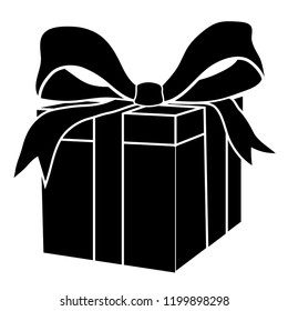 Wrapped gift present with black wrapping paper and black ribbon vector illustration