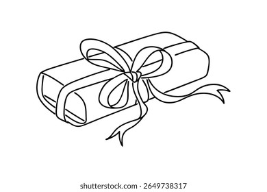 Wrapped gift with ribbon bow present