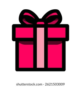 Wrapped gift sits elegantly isolated centrally pink