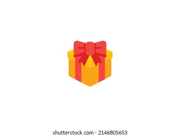 Wrapped Gift Vector Isolated Emoticon. Present Box Icon