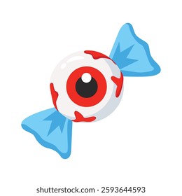Wrapped halloween candy with a dead eye on it, 3d icon
