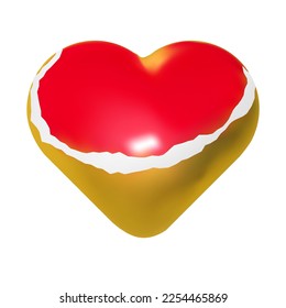 Wrapped heart set. 3d teared golden gift paper on red balloon shapes. Love present icon for st valentine, mother, father day vector elements on white.