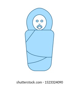 Wrapped Infand Icon. Thin Line With Blue Fill Design. Vector Illustration.
