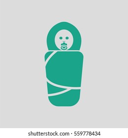 Wrapped infant ico. Gray background with green. Vector illustration.