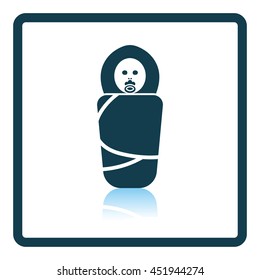 Wrapped infant icon. Shadow reflection design. Vector illustration.
