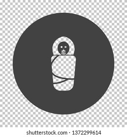 Icono de bebé envuelto. Reducir el diseño de galería de símbolos en la rejilla de transparencia. Ilustración vectorial.