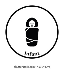 Wrapped infant icon. Thin circle design. Vector illustration.