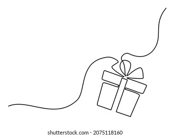 wrapped new year gift drawn by one continuous line