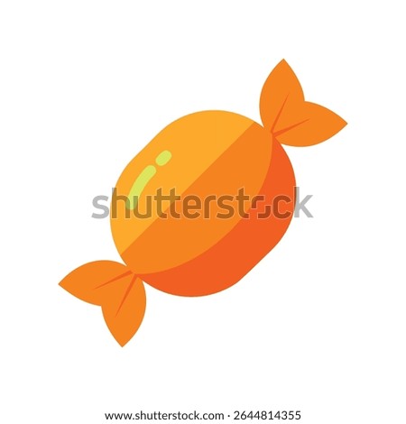 Wrapped Orange Candy in Simple Folded Vector Style