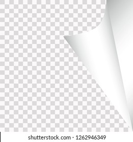 Wrapped page corner, transparent background, silver design, vector illustration