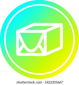 icono circular de paquete envuelto con acabado gradiente fresco
