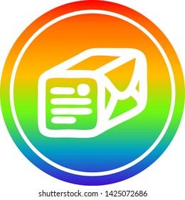 wrapped parcel circular icon with rainbow gradient finish