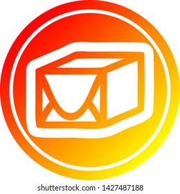 wrapped parcel circular icon with warm gradient finish