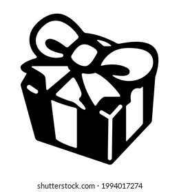 Wrapped present icon isolated vector illustration. High quality black style vector icon