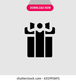 Wrapped Present Vector Icon, The symbol of gift box with bow. Simple, modern flat vector illustration for mobile app, website or desktop app  