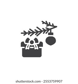 Wrapped Presents under the Christmas tree vector icon. filled flat sign for mobile concept and web design. Christmas gift and tree glyph icon. Symbol, logo illustration. Vector graphics