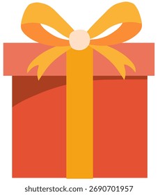 Caja de regalo roja envuelta con la cinta amarilla para el cumpleaños o el partido