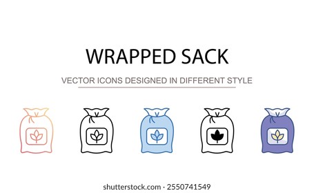 Wrapped Sack icon design with white background stock illustration