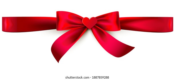 wrapped shiny bow ribbon with heart appliqué