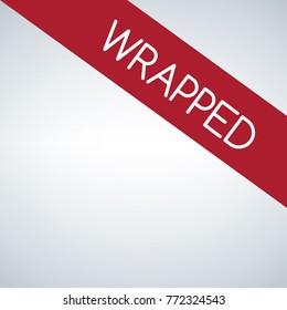 wrapped sign label on white background