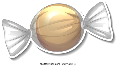 Wrapped Sweet Candy Sticker On White Background Illustration