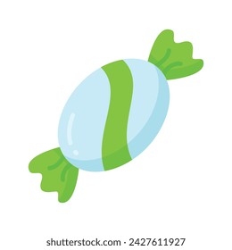 Diseño vectorial de caramelo dulce envuelto y toffee aislado sobre fondo blanco