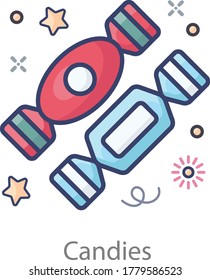 Icono de tazas envueltas, diseño plano de caramelos