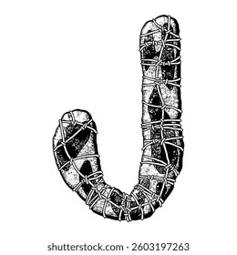 Wrapped in wire letter. Grungy vector font. Art lettering.
