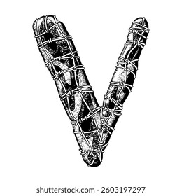 Wrapped in wire letter. Grungy vector font. Art lettering.