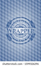 Wrapper blue emblem or badge with geometric pattern background. Vector Illustration. Detailed.