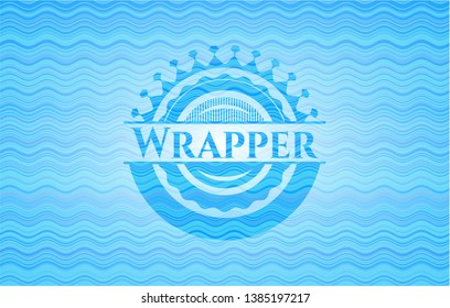 Wrapper light blue water style badge. Vector Illustration. Detailed.