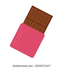 Сhocolate in wrapper. Romantic concept. Vector illustration, flat style isolated on white background.