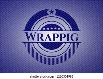 Wrappig badge with denim background