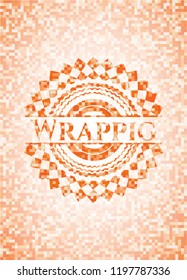 Wrappig orange mosaic emblem with background