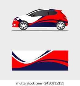 wrapping car decal creative blue red elegant concept design vector