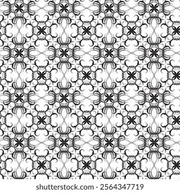 Wrapping floral foliage damask seamless wallpaper, leaves repeating foliage western drapery flower black white. Damask seamless texture. Fine vector traditional background with oriental elements