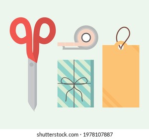wrapping gift scissors tape set