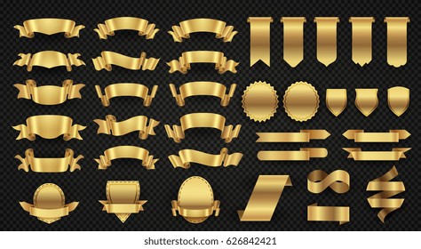 Wrapping gold banner ribbons, elegant golden design elements