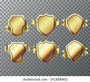 Wrapping gold banner ribbons. Retro vintage golden badges and labels collection. laurel wreaths and badges collection