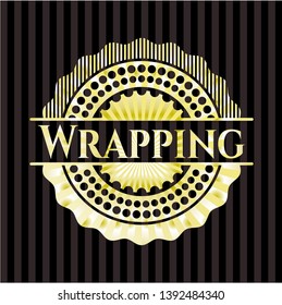 Wrapping gold shiny badge. Vector Illustration. Detailed.