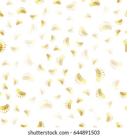 Wrapping golden sea,less pattern. Color crowns logo on white background, luxury royal sign vector texture
