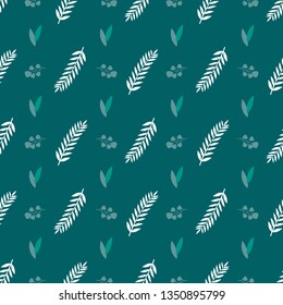 wrapping green leave seamless pattern background in flat design with mint color background. minimal leaf collection in vector or eps for wallpaper. leaves floral fabric ornament. green pastel foliage