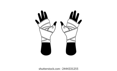 Wrapping Hands For Boxing, black isolated silhouette