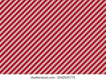 Impresión de punto envolvente con líneas diagonales. Candy bastón sin patrón de punto. Navidades de fondo rayado. Fondo lindo del paquete del caramelo. Textura geométrica del suéter del día de fiesta de Navidad. Ilustración vectorial.